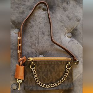 MICHAEL Michael Kors Brown and Gold Chain Crossbody Bag